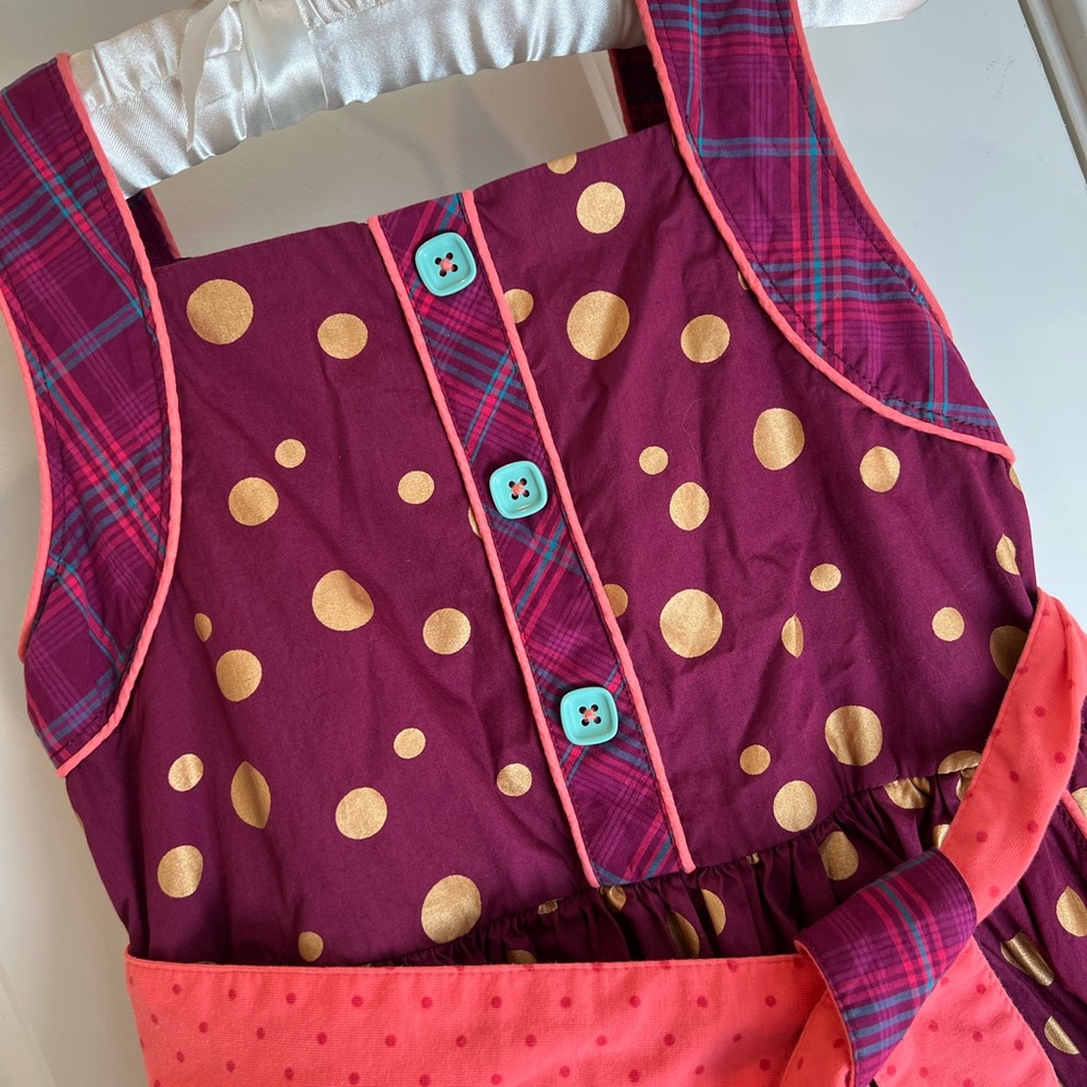 Matilda Jane Girls’ Sz 10 Gold Polka Dot Christmas Holiday Dress With Pockets